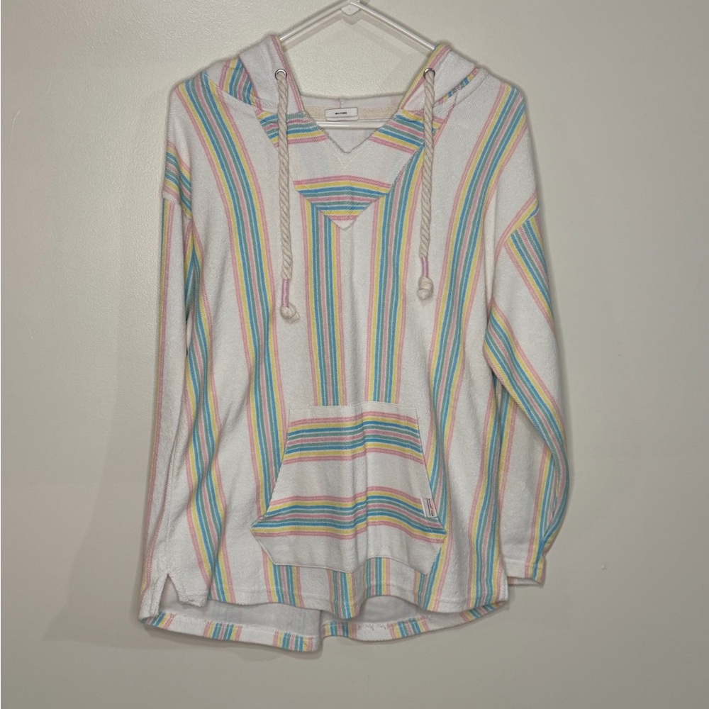 Bloom Pop Multicolor Striped Hoodie Sm- Perfect Beach Night Pullover!!